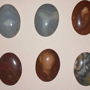 Six beautiful 2” polished stone cabochons